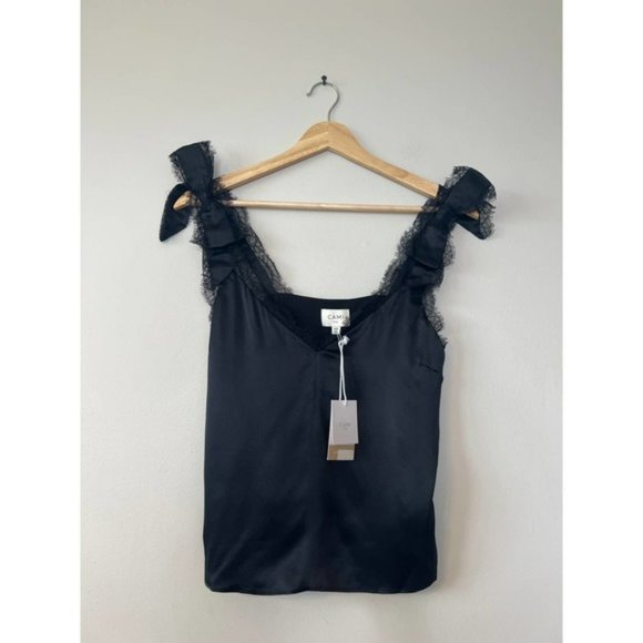 Cami NYC Freya Bow Strap Silk Lace Casual Top Women's Black Size: XXS NWT - Picture 2 of 10